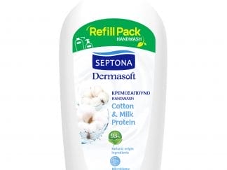 Septona Dermasoft Handwash with Cotton & Milk Protein Ανταλλακτικό Κρεμοσάπουνο με Οργανικό Εκχύλισμα Βαμβακιού & Πρωτεΐνη Γάλακτος 750ml Refill