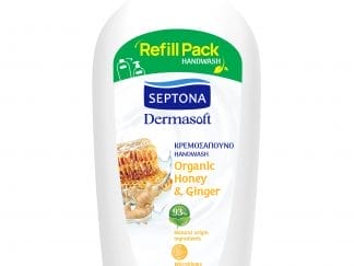 Septona Dermasoft Handwash with Organic Honey & Ginger Κρεμοσάπουνο με Οργανικό Εκχύλισμα Μελιού & Τζίντζερ 750ml Refill