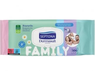Septona Family Wet Wipes with Chamomile Απαλά Μωρομάντηλα για Όλη την Οικογένεια με Χαμομήλι με Καπάκι 100 Τεμάχια
