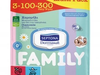 Septona Family Wet Wipes with Chamomile Απαλά Μωρομάντηλα για Όλη την Οικογένεια με Χαμομήλι με Καπάκι 300 Τεμάχια (3x100 τεμάχια)