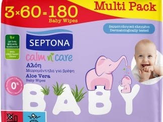 Septona Baby Calm n' Care Aloe Baby Wipes Απαλά Βρεφικά Μωρομάντηλα με Αλόη για Καθημερινή Περιποίηση & Ενυδατωμένη Επιδερμίδα 180 Τεμάχια (3x60 Τεμάχια)