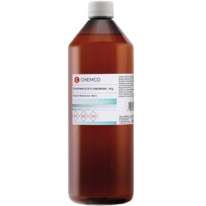 Chemco Glycerine Refined 1kg Γλυκερίνη Εξευγενισμένη Καθαρό & Άχρωμο Άοσμο, Παχύρρευστο Υγρό 1kg