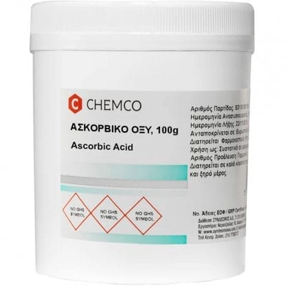 Chemco Ascorbic Acid Ασκορβικό Οξύ σε Σκόνη Κατάλληλο για Προσθήκη σε Τρόφιμα & Φαρμακευτικά Σκευάσματα 100g