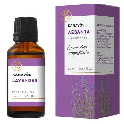 Kanavos Levander Essential Oil Αιθέριο Έλαιο για Φυσικό Αρωματισμό του Χώρου, Κατάλληλο για Εισπνοές που Προσφέρει Χαλάρωση & Ευεξία 20ml - Λεβάντα