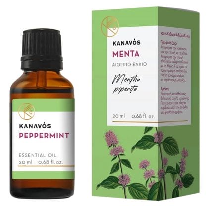 Kanavos Peppermint Essential Oil Αιθέριο Έλαιο για Φυσικό Αρωματισμό του Χώρου, Κατάλληλο για Εισπνοές που Προσφέρει Χαλάρωση & Ευεξία 20ml - Μέντα