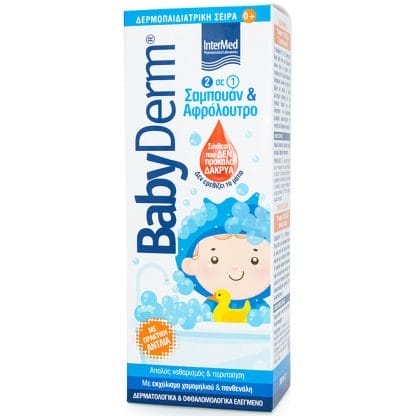 Intermed Babyderm 2 in 1 Shampoo & Body Bath 2 σε 1 Βρεφικό Σαμπουάν & Αφρόλουτρο με Χαμομήλι & Πανθενόλη για Απαλό Καθαρισμό & Περιποίηση 0m+ 300ml