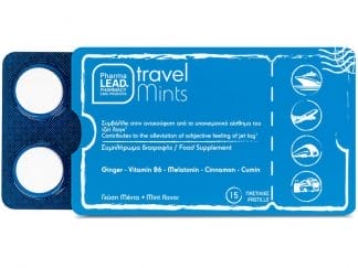 Pharmalead Travel Mints Συμπλήρωμα Διατροφής με Μελατονίνη για Ανακούφιση από το Τζετ Λαγκ, Γεύση Μέντα 15 Παστίλιες