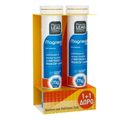 Pharmalead Promo Magnesium 375mg Συμπλήρωμα Διατροφής Μαγνησίου & Βιταμίνης Β6 για την Καλή Λειτουργία του Νευρικού & Μυοσκελετικού Συστήματος με Γεύση Λεμόνι 40 Effer.tabs (2x20 Effer.tabs)