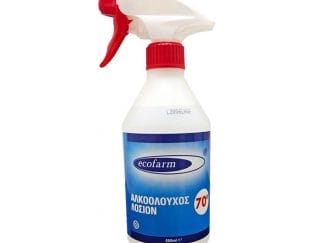 Ecofarm Neutral Αλκοολούχος Λοσιόν 70° Οινόπνευμα Μετουσιωμένο με ήπια Αντισηπτική Δράση με Αντλία - 500ml Spray