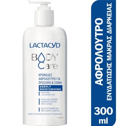 Lactacyd Body Care Shower Gel Deeply Moisturising Κρεμώδες Αφρόλουτρο για Πρόσωπο & Σώμα, Κατάλληλο για Ξηρό & Ευαίσθητο Δέρμα 300ml