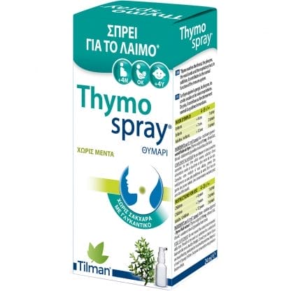 Tilman Thymospray Συμπλήρωμα Διατροφής με Εκχύλισμα Θυμαριού σε Μορφή Spray που Καταπραΰνει & Μαλακώνει τον Ερεθισμένο Λαιμό 24ml
