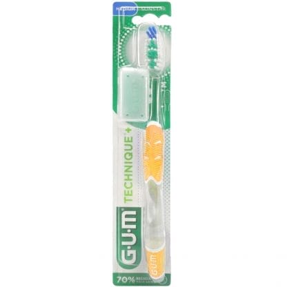 Gum Technique+ Medium Toothbrush Κίτρινη Χειροκίνητη Οδοντόβουρτσα με Μέτριες Ίνες 1 Τεμάχιο, Κωδ 492 - Κίτρινο