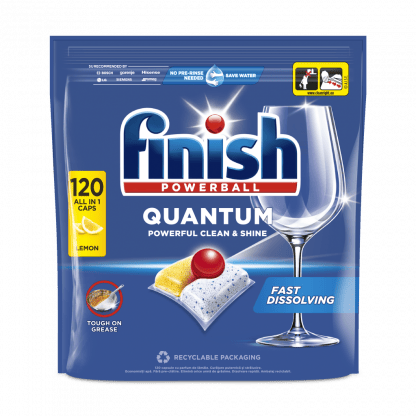 Finish Ταμπλέτες Πλυντηρίου Πιάτων Quantum Λεμόνι 120τεμ