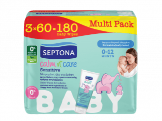 Μωρομάντηλα Septona Calm n Care Sensitive 180τμχ (3*60τμχ)