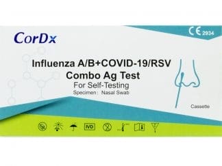 CorDx Influenza A/B & Covid-19/RSV Combo Ag Self Αυτοδιαγνωστικό Τεστ για την Ταχεία & Ποιοτική Ανίχνευση Αντιγόνων των Ιών SARS-CoV-2, Γρίπης Α & Β & Αναπνευστικού Συγκυτιακού Ιού (RSV) 1 Τεμάχιο
