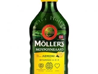Moller's Cod Liver Oil Lemon Συμπλήρωμα Διατροφής Πόσιμου Μουρουνέλαιου Πλούσιο σε Ω3 με Βιταμίνες A, D & E με Γεύση Λεμόνι 250ml