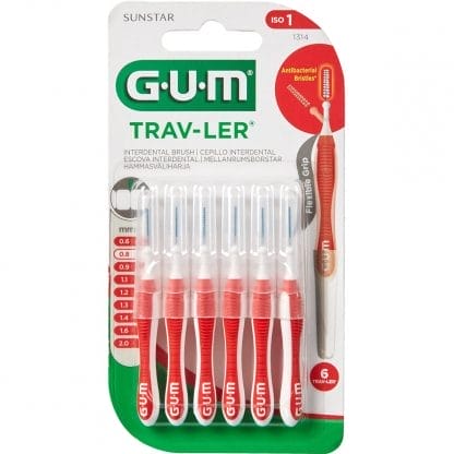 Gum Trav-Ler Interdental Brush Μεσοδόντια Βουρτσάκια για Εύκολο & Καθημερινό Καθαρισμό Ανάμεσα στα Δόντια 6 Τεμάχια - 0.8mm - ISO 1