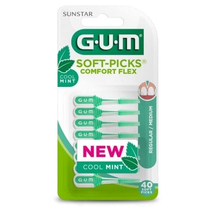 Gum Soft-Picks Comfort Flex Cool Mint Regular/Medium 40 Τεμάχια, Μεσοδόντια Βουρτσάκια
