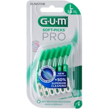Gum Soft Picks Pro Οδοντογλυφίδες Μεσοδόντιου Καθαρισμού από Καουτσκούκ με Εξαιρετικά Απαλές Ίνες, 30 Τεμάχια - Large