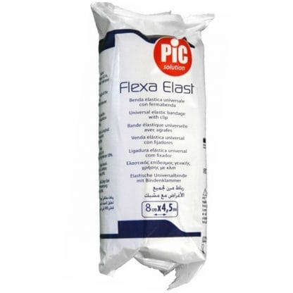 Pic Solution Flexa Elast 1 Τεμάχιο - 8cm x 4.5cm,Ελαστικός Επίδεσμος Γενικής Χρήσης με Κλιπ σε Λευκό Χρώμα
