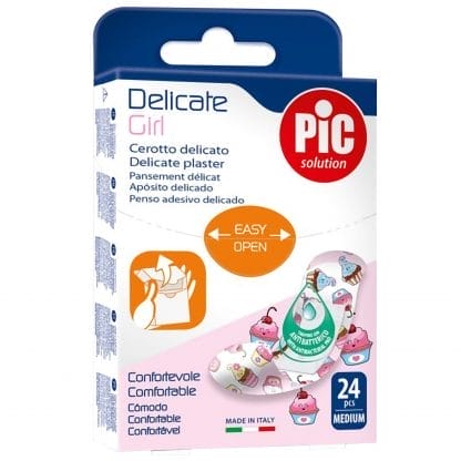 Pic Solution Delicate Strips Kids Αντιβακτηριδιακά Αυτοκόλλητα Επιθέματα για Κορίτσια 24 Τεμάχια - Girl