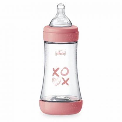 Chicco Μπιμπερό Πλαστικό Perfect 5 Ροζ 240ml Θηλή Σιλικόνης 2 Mηνών+