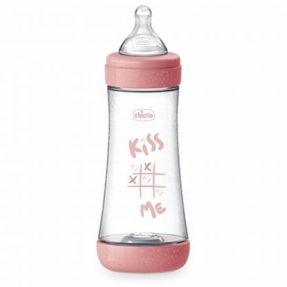 Chicco Μπιμπερό Πλαστικό Perfect 5 Ροζ 300ml Θηλή Σιλικόνης 4 Μηνών+