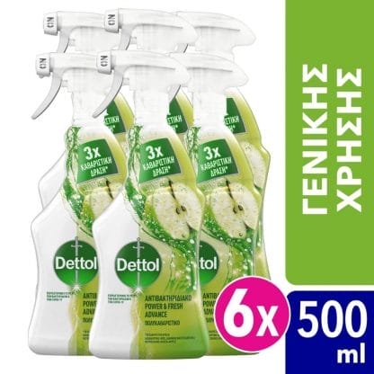 Dettol Spray Αντιβακτηριδιακό Πράσινο Μήλο 500ml*6