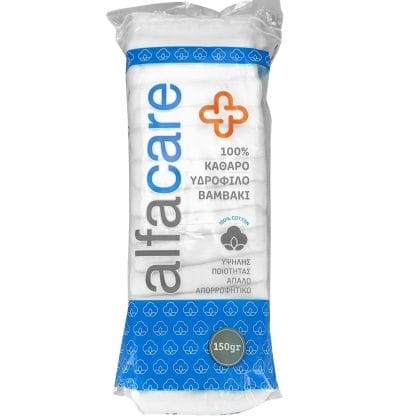 Alfacare Pure Absorbent Hydrophilic Cotton Καθαρό Απορροφητικό Υδρόφιλο Βαμβάκι 150gr