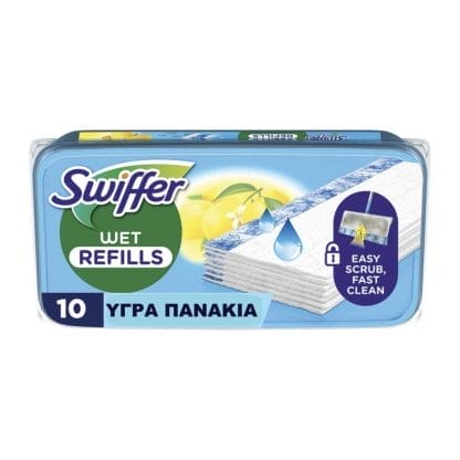 Swiffer Sweeper Υγρά Πανάκια Καθαρισμού Πατωμάτων Με Άρωμα Λεμονιού 10τμχ