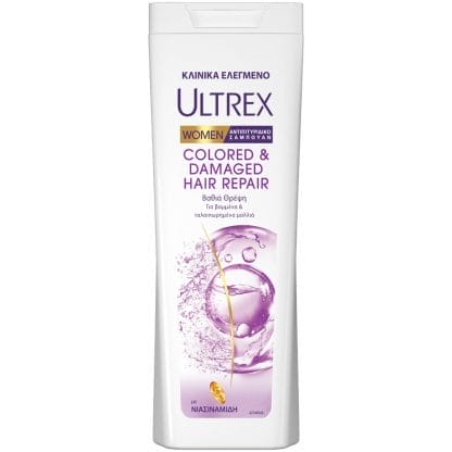 Ultrex Women Colored & Damaged Hair Repair Anti-Dandruff Shampoo Αντιπιτυριδικό Σαμπουάν Θρέψης για Βαμμένα & Ταλαιπωρημένα Μαλλιά με Γλυκερίνη 360ml