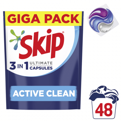 Skip Κάψουλες Πλυντηρίου Ρούχων Ultimate Active Clean 48τμχ