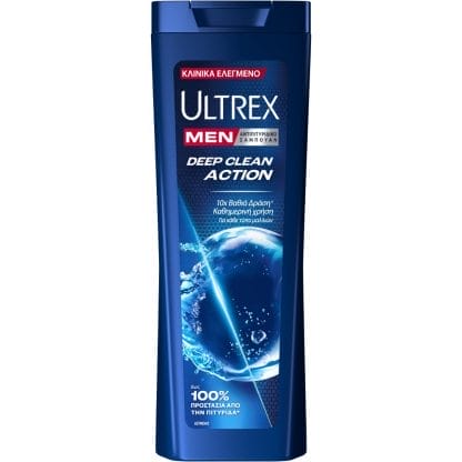 Ultrex Men Deep Clean Action Anti-Dandruff Shampoo Αντιπιτυριδικό Σαμπουάν Καθημερινής Χρήσης για Κάθε Τύπο Μαλλιών με Νιασιναμίδη 225ml
