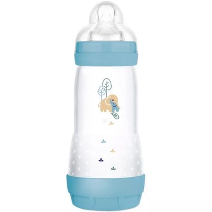 Mam Easy Start Anti-Colic Plastic Bootle 4m+ Μπιμπερό Πολυπροπυλενίου με Θηλή Σιλικόνης Μεγάλης Ροής & Σύστημα Κατά των Κολικών 320ml, Κωδ 356SBc - Μπλε 2