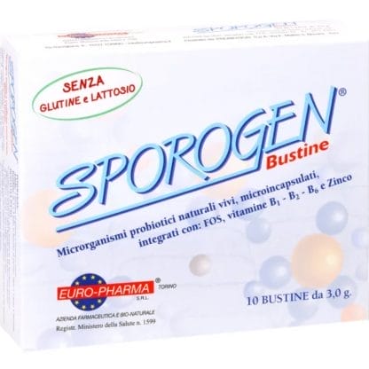 Euro-Pharma Sporogen Bustine Συμπλήρωμα Διατροφής με Προβιοτικά, Ψευδάργυρο & Βιταμίνες για την Ισορροπία της Εντερικής Χλωρίδας, την Αντιμετώπιση της Οξείας Διάρροιας & την Ενίσχυση του Ανοσοποιητικού 10 Sachets