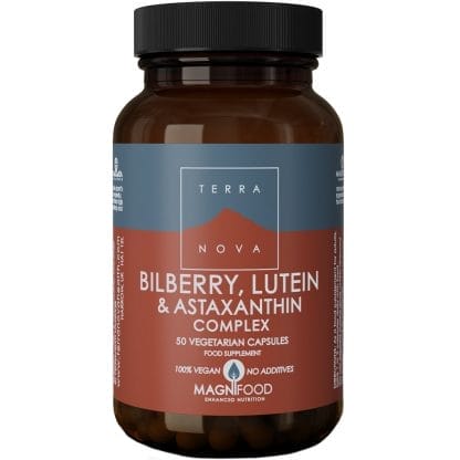 Terranova Bilberry, Lutein & Astaxanthin Complex Συμπλήρωμα Διατροφής με Μύρτυλλο, Λουτεΐνη & Ασταξανθίνη για Ενίσχυση της Όρασης & Προστασία των Ιστών του Ματιού 50veg.caps