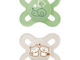 Mam Original Start Silicone Soother 0-2m Κωδ 125SBc Μικρή & Ελαφριά Ορθοδοντική Πιπίλα Σιλικόνης με Θήκη Μεταφοράς 2 Τεμάχια - Πράσινο / Γκρι