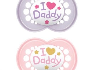 Mam Orthodontic Silicone Soother 16m+ I love Mummy & Daddy Ορθοδοντική Πιπίλα Σιλικόνης για Χαλάρωση & Ανακούφιση 2 Τεμάχια, Κωδ 265SG2 - Μωβ / Ροζ