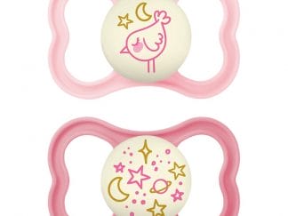 Mam Supreme Night Silicone Soother 6-16m Κωδ 248S Ορθοδοντική Πιπίλα Σιλικόνης που Λάμπει στο Σκοτάδι 2 Τεμάχια - Ροζ / Φούξια