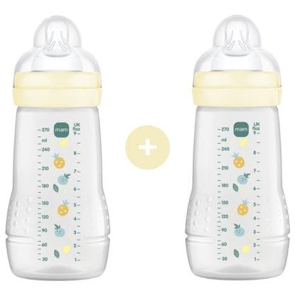 Mam Promo Easy Active Baby Bottle 2m+, Κωδ 363SUc 270ml Μπιμπερό Πολυπροπυλενίου με Θηλή Σιλικόνης Μεσαίας Ροής 2 Τεμάχια - Κίτρινο