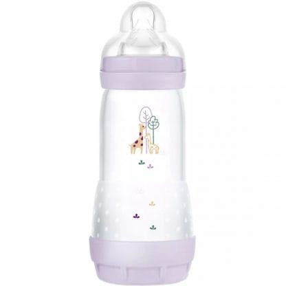 Mam Easy Start Anti-Colic Plastic Bootle 4m+ Μπιμπερό Πολυπροπυλενίου με Θηλή Σιλικόνης Μεγάλης Ροής & Σύστημα Κατά των Κολικών 320ml, Κωδ 356SGc - Λιλά