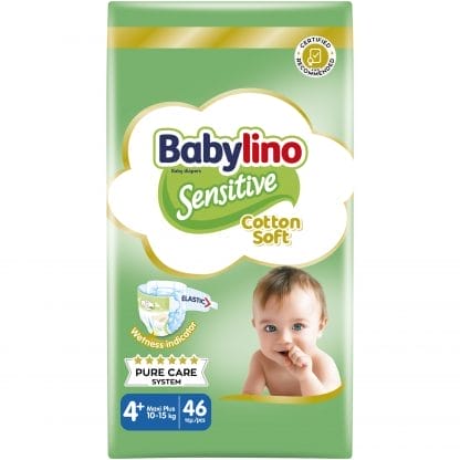 Babylino Sensitive Cotton Soft Value Pack Maxi Plus Νο4+ (10-15kg) Βρεφικές Πάνες 46 Τεμάχια