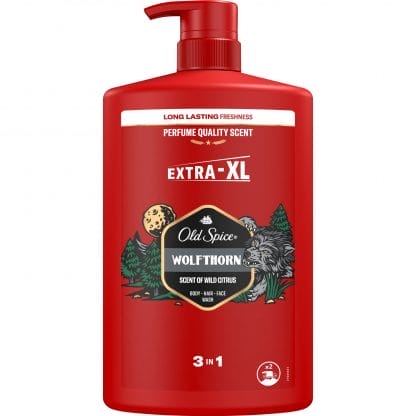 Old Spice Wolfthorn 3 in 1 Shower Gel & Shampoo Ανδρικό Αφρόλουτρο - Σαμπουάν με Άρωμα Μεγάλης Διάρκειας από Άγριο Κίτρο, Τροπικά Φρούτα, Μανταρίνι & Βανίλια, με Αντλία​​​​​​​ 1L