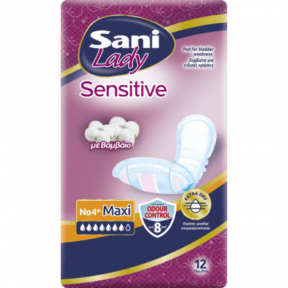 Σερβιέτες ακράτειας με βαμβάκι Sani Lady Maxi No4+ 12τμχ