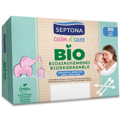 Septona Calm n' Care Safety Cotton Bubs Βιοδιασπώμενες Μπατονέτες Ασφαλείας Ιδανικές για Χρήση σε Παιδιά 50 Τεμάχια