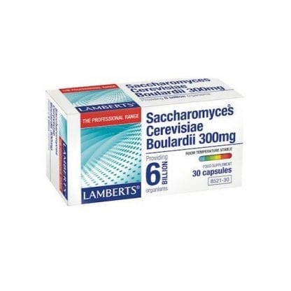 LAMBERTS Saccharomyces Boulardii 300mg Συμπλήρωμα 6 δις Προβιοτικών Ιδανικό για Άτομα που Ταξιδεύουν Συχνά 30caps