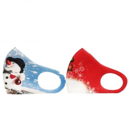 TiLi Fashion Face Mask Christmas Limited Edition Μάσκες Προσώπου Ενήλικων Πολλαπλών Χρήσεων με Χριστουγεννιάτικα Σχέδια 2 Τεμάχια - Χιονάνθρωπος / Άγιος Βασίλης
