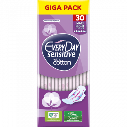 Σερβιέτες EveryDay Sensitive Cotton MAXI NIGHT Ultra Plus Center Plus 30τεμ.