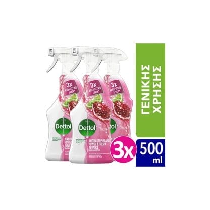 Dettol Spray Αντιβακτηριδιακό Ρόδι & Lime 500ml*3