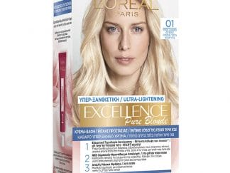 L'Oreal Paris Excellence Pure Blonde Permanent Hair Color Kit Μόνιμη Κρέμα Βαφή Μαλλιών με Τριπλή Προστασία & Κάλυψη των Λευκών 1 Τεμάχιο - 01 Υπερ-Ξανθό Φυσικό